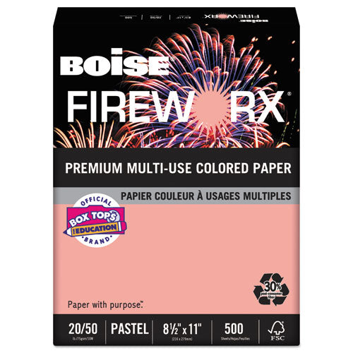 Boise - FIREWORX Colored Paper, 20lb, 8-1/2 x 11, Jammin' Salmon, 500 Sheets/Ream, Sold as 1 RM