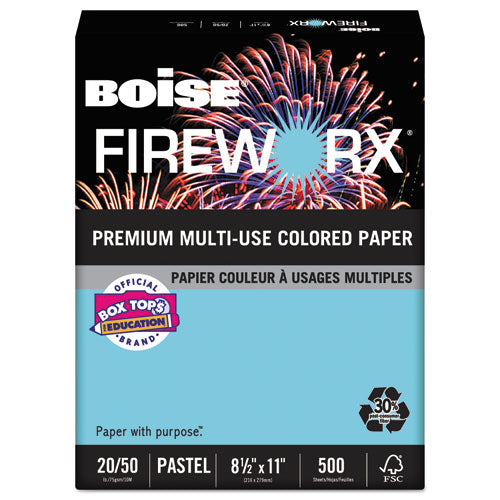 Boise - FIREWORX Colored Paper, 20lb, 8-1/2 x 11, Turbulent Turquoise, 500 Sheets/Ream, Sold as 1 RM