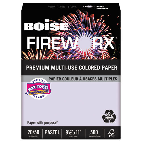 Boise - FIREWORX Colored Paper, 20lb, 8-1/2 x 11, Luminous Lavender, 500 Sheets/Ream, Sold as 1 RM