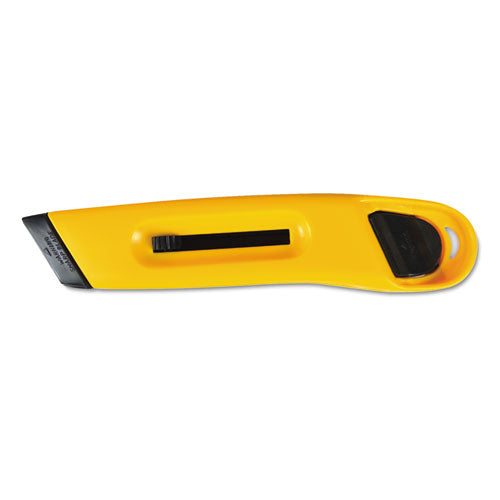 COSCO - Plastic Utility Knife w/Retractable Blade & Snap Closure, Yellow, Sold as 1 EA