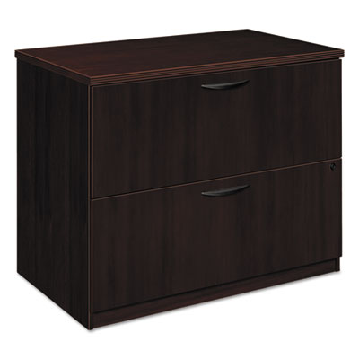 basyx - BW Veneer Series Two-Drawer Lateral File Pedestal, 36w x 24d x 29h, Mahogany, Sold as 1 EA