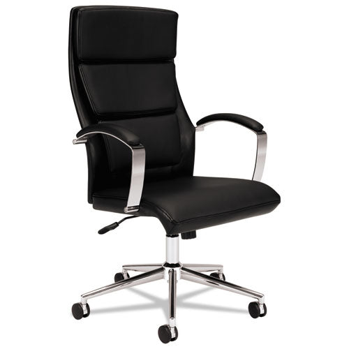 VL105 Series Executive High-Back Chair, Black Leather, Sold as 1 Each