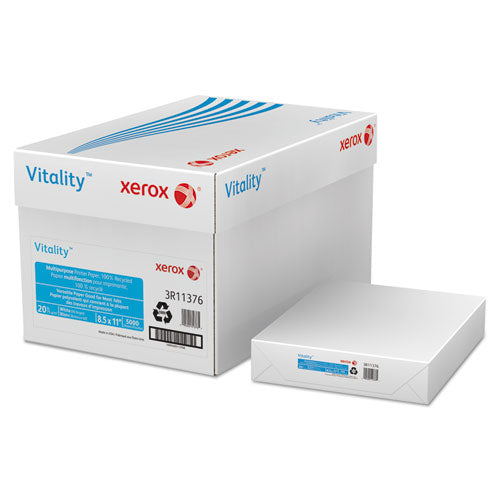 Xerox - 100% Recycled Bond Paper, 92 Brightness, 20lb, 8-1/2 x 11, White, 5000/Carton, Sold as 1 CT