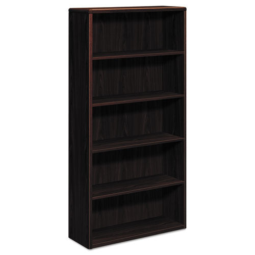 10700 Series Wood Bookcase, Five Shelf, 36w x 13 1/8d x 71h, Mahogany, Sold as 1 Each