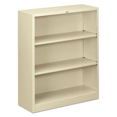 HON - Metal Bookcase, 3 Shelves, 34-1/2w x 12-5/8d x 41h, Putty, Sold as 1 EA