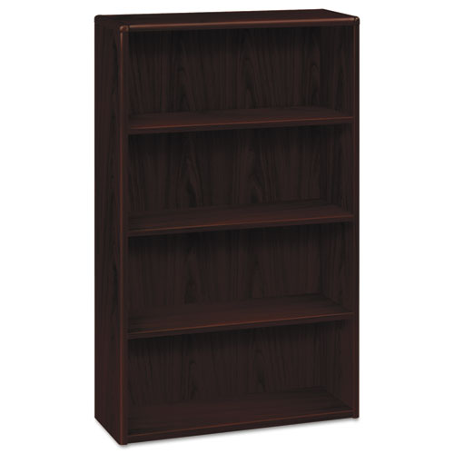 10700 Series Wood Bookcase, Four Shelf, 36w x 13 1/8d x 57 1/8h, Mahogany, Sold as 1 Each