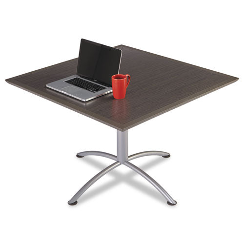 ILand Table, Dura Edge, Square Seated Style, 42w x 42d x 29h, Gray Walnut/Silver, Sold as 1 Each