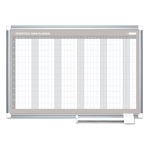 Perpetual Year Planner, 48x36, White/Silver,, Sold as 1 Each