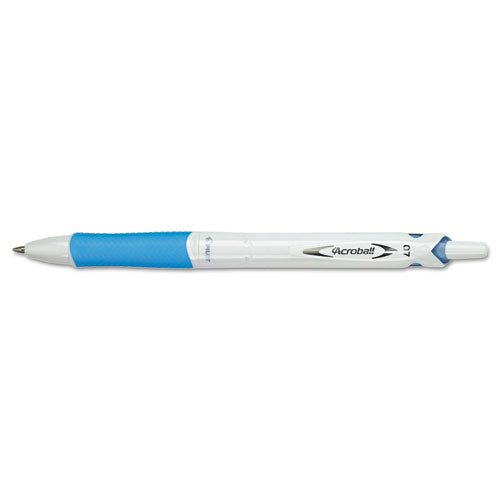 Acroball PureWhite Pen, .7mm, Black Ink, White Barrel/Blue Accent, Sold as 1 Dozen