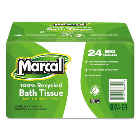 Marcal Small Steps - 100% Recycled Convenience Bundle Bathroom Tissue, 168 Sheets, 24 Rolls/Carton, Sold as 1 CT
