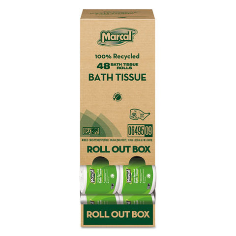 Marcal Small Steps - 100% Recycled Roll-out Convenience Pack Bathroom Tissue, 504 Sheets/Roll, Sold as 1 CT