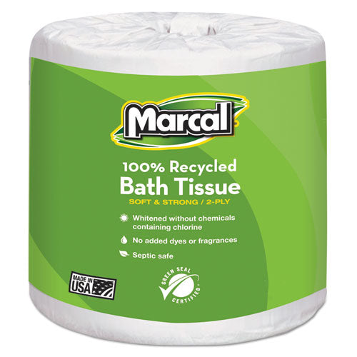 Marcal Small Steps - 100% Premium Recycled 2-Ply Embossed Toilet Tissue, 48 Rolls/Carton, Sold as 1 CT