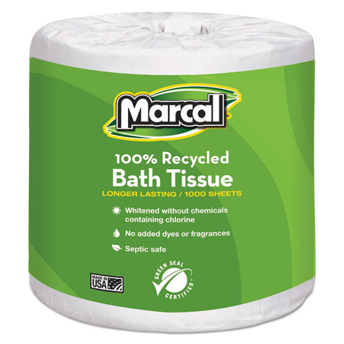 Marcal Small Steps - 100% Premium Recycled 1-Ply Bath Tissue, 1000 Sheets/Roll, 40 Rolls/Carton, Sold as 1 CT