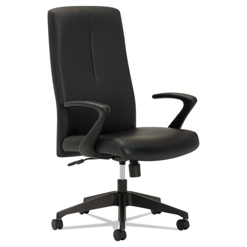 Executive High-Back Chair, Fixed Open Loop Arms, Black, Sold as 1 Each