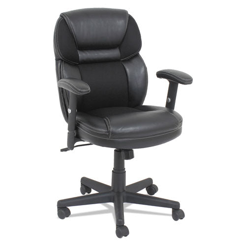 Mesh/Faux Leather Mid-Back Chair, Height-Adjustable T-Bar Arms, Black, Sold as 1 Each