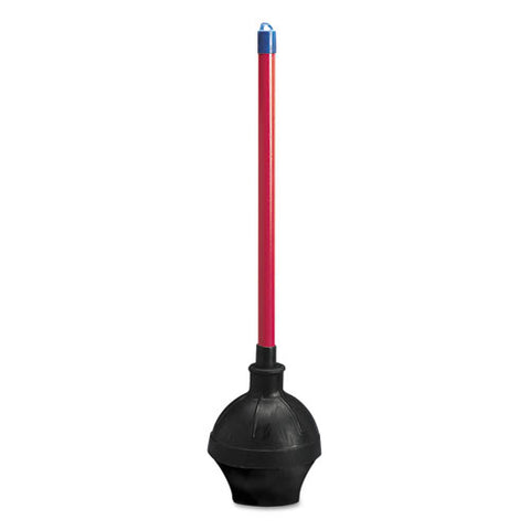 Toilet Plunger, 18" Plastic Handle w/ 5 5/8" Dia Bowl, Red/Black, Sold as 1 Each
