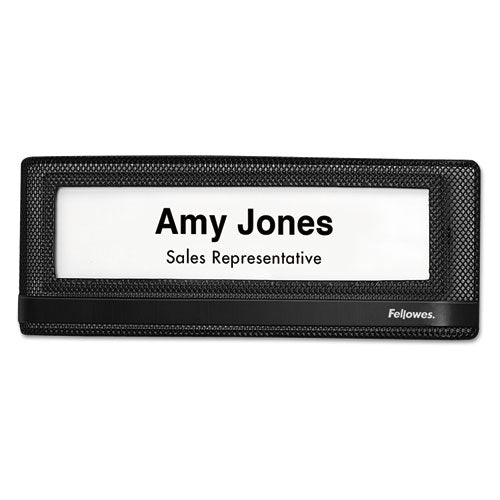 Fellowes - Mesh Partition Additions Nameplate, 16 1/4 x 1 7/8 x 13 3/8, Black, Sold as 1 EA