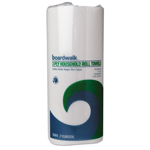 Boardwalk - Green Household Roll Towels, 2-Ply, 11W x 9L, 90 Sheets/Roll, 30 Rolls/Carton, Sold as 1 CT