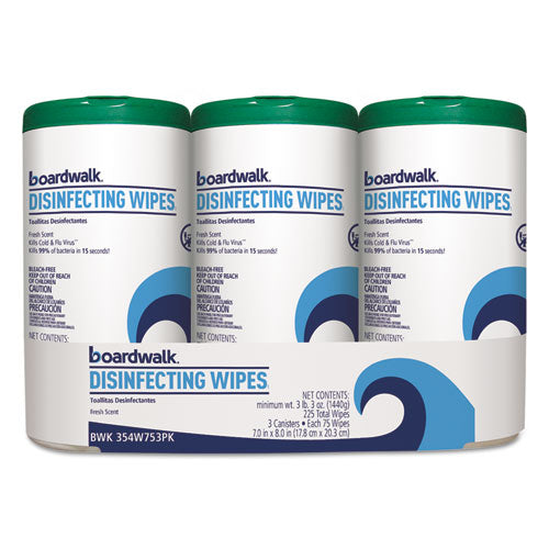 Disinfecting Wipes, 8 x 7, Fresh Scent, 75/Canister, 12 Canisters/Carton, Sold as 1 Carton, 4 Package per Carton 