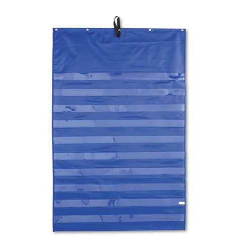 Essential Pocket Chart, 10 Clear & 1 Storage Pocket, Grommets, Blue, 31 x 42, Sold as 1 Each