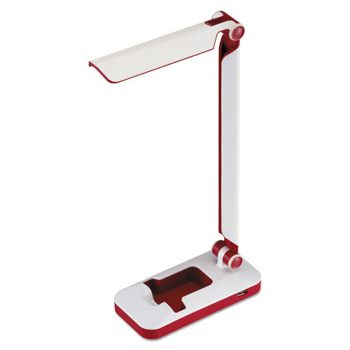 PureOptics Verve Folding LED Desk Light, 2 Prong, 16", White/Red, Sold as 1 Each