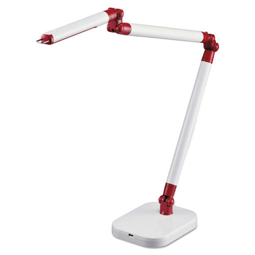 PureOptics SummitFlex Ultra Reach LED Desk Light, 2 Prong, 29 1/2", White/Red, Sold as 1 Each