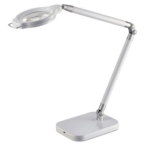 PureOptics Summit Zoom Ultra Reach Magnifier LED Desk Light, 2 Prong, 29", White, Sold as 1 Each