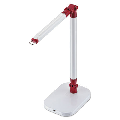 PureOptics Exalt Flash Detachable Head LED Desk Light, 2 Prong, 19", White/Red, Sold as 1 Each