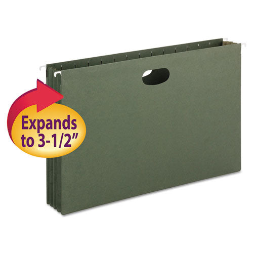 Smead - 3 1/2 Inch Hanging File Pockets with Sides, Legal, Standard Green, 10/Box, Sold as 1 BX