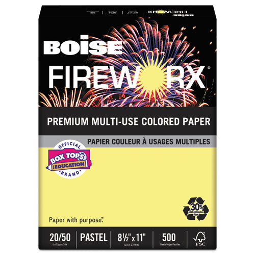 Boise - FIREWORX Colored Paper, 20lb, 8-1/2 x 11, Crackling Canary, 500 Sheets/Ream, Sold as 1 RM
