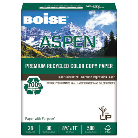 Boise - ASPEN Color Copy Paper, 96 Brightness, 28lb, 8-1/2 x 11, White, 500 Sheets/Ream, Sold as 1 RM