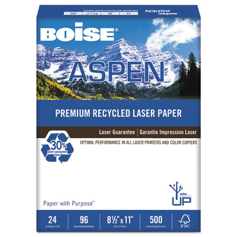 Boise - ASPEN Laser Paper, 96 Brightness, 24lb, 8-1/2 x 11, White, 500 Sheets/Ream, Sold as 1 RM