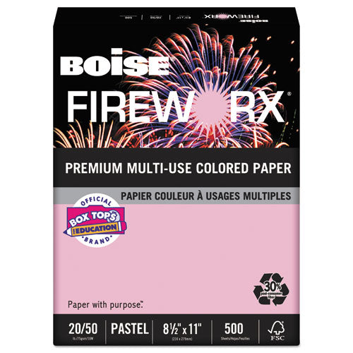 Boise - FIREWORX Colored Paper, 20lb, 8-1/2 x 11, Powder Pink, 500 Sheets/Ream, Sold as 1 RM