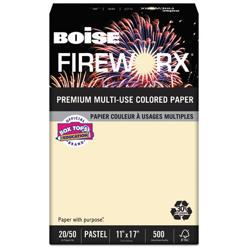 FIREWORX Colored Paper, 20lb, 11 x 17, Flashing Ivory, 500 Sheets/Ream, Sold as 1 Ream