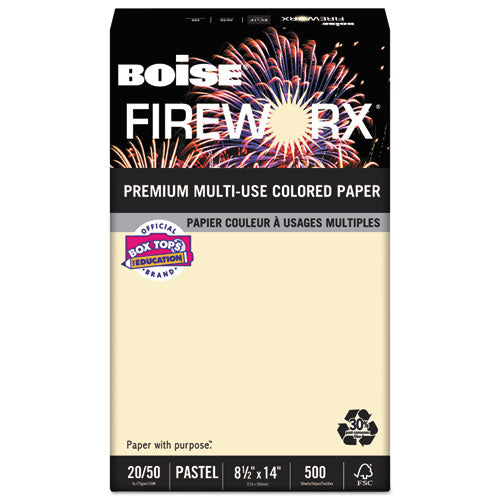 Boise - FIREWORX Colored Paper, 20lb, 8-1/2 x 14, Flashing Ivory, 500 Sheets/Ream, Sold as 1 RM