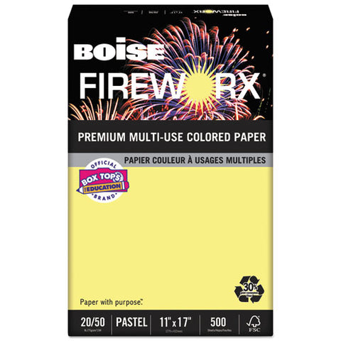 Boise - FIREWORX Colored Paper, 20lb, 11 x 17, Crackling Canary, 500 Sheets/Ream, Sold as 1 RM