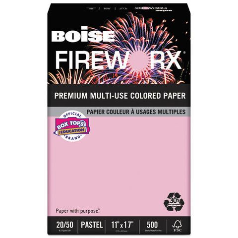 Boise - FIREWORX Colored Paper, 20lb, 11 x 17, Powder Pink, 500 Sheets/Ream, Sold as 1 RM