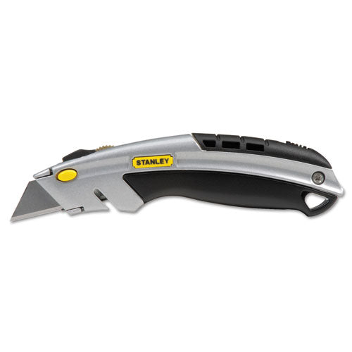 Stanley - Curved Quick-Change Utility Knife, Stainless Steel Retractable Blade, 3 Blades, Sold as 1 EA