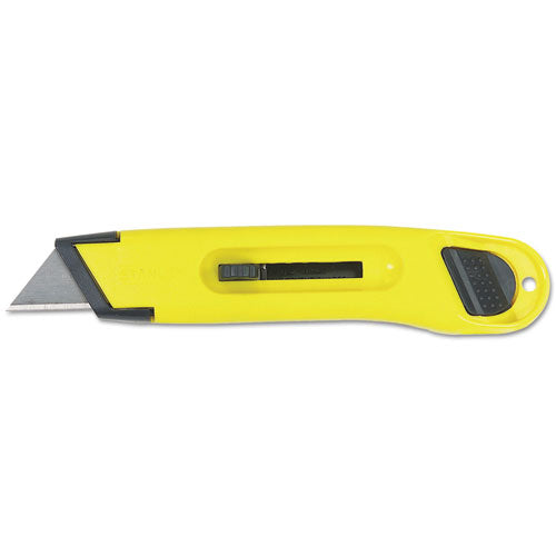 Stanley - Plastic Light-Duty Utility Knife w/Retractable Blade, Yellow, Sold as 1 EA