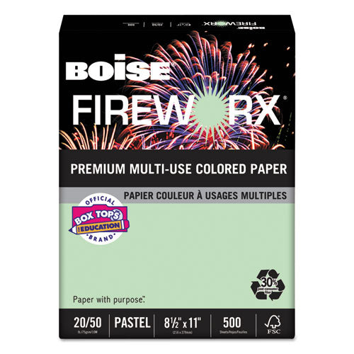Boise - FIREWORX Colored Paper, 20lb, 8-1/2 x 11, Popper-mint Green, 500 Sheets/Ream, Sold as 1 RM