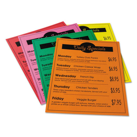 Array Card Stock, 65 lb., Letter, Assorted Bright Colors, 50 Sheets/Pack, Sold as 1 Each