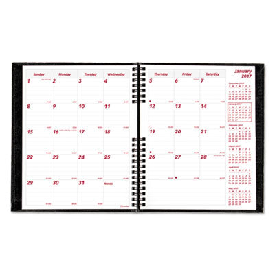 Rediform - CoilPRO Monthly Planner, Ruled, 7-1/8 x 8-7/8, Black, Sold as 1 EA