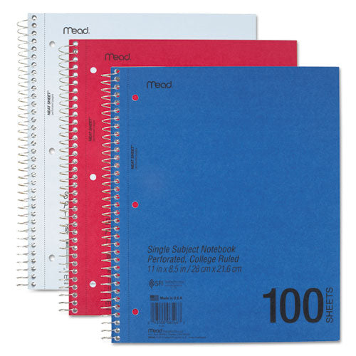 Mead - Spiral Bound 1 Subject Notebook, College Rule, White, 100 Sheets/Pad, Sold as 1 EA