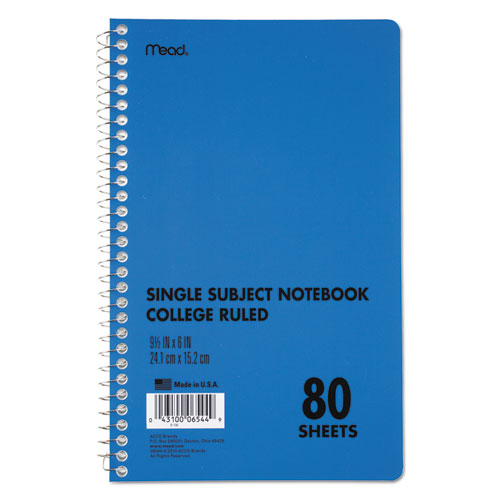 Mead - Spiral Bound 1 Subject Notebook, College Rule, 6 x 9-1/2, WE, 80 Sheets/Pad, Sold as 1 EA