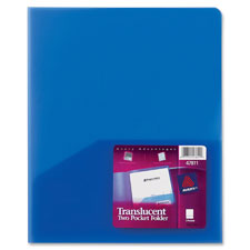 Avery Translucent Two-Pocket Folder 47811, Blue, Sold as 1 Each
