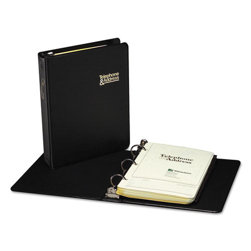 Wilson Jones - Looseleaf Phone/Address Book, 1-inch Capacity, 5-1/2 x 8-1/2, Black Vinyl, Sold as 1 EA