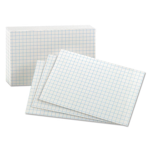 Grid Index Cards, 3 x 5, White, 100/Pack, Sold as 1 Package