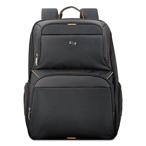 Urban Backpack, 17.3", 11 3/4 x 8 x 17 1/2, Black/Orange, Sold as 1 Each