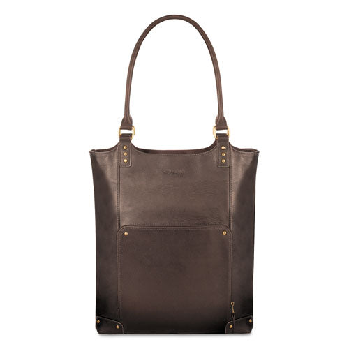 Executive Leather/Poly Bucket Tote, 16", 13 1/2 x 4 1/2 x 16, Espresso, Sold as 1 Each