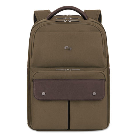 Executive Laptop Backpack, 15.6", 11 1/2 x 4 1/4 x 18 1/8, Khaki/Brown, Sold as 1 Each